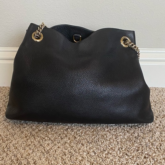 Authentic Black Leather Gucci Chain Soho Hobo Bag - Picture 4 of 15